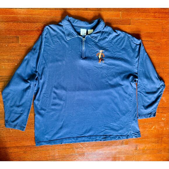 Vintage 90's Y2K Disney Tigger Navy Blue Quarter Zip Up Sweatshirt XX-Large 2X - Picture 1 of 5
